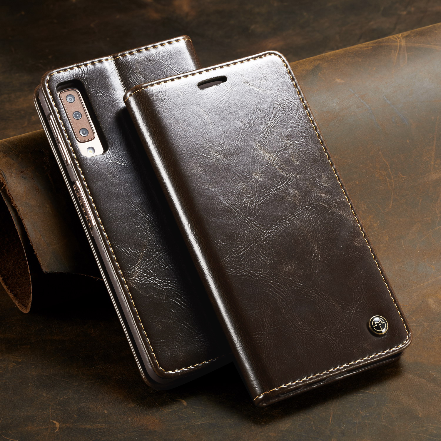Case Samsung Galaxy A7 (2018) #เคสฝาพับ CASEME PU Leather Magnetic Flip Wallet