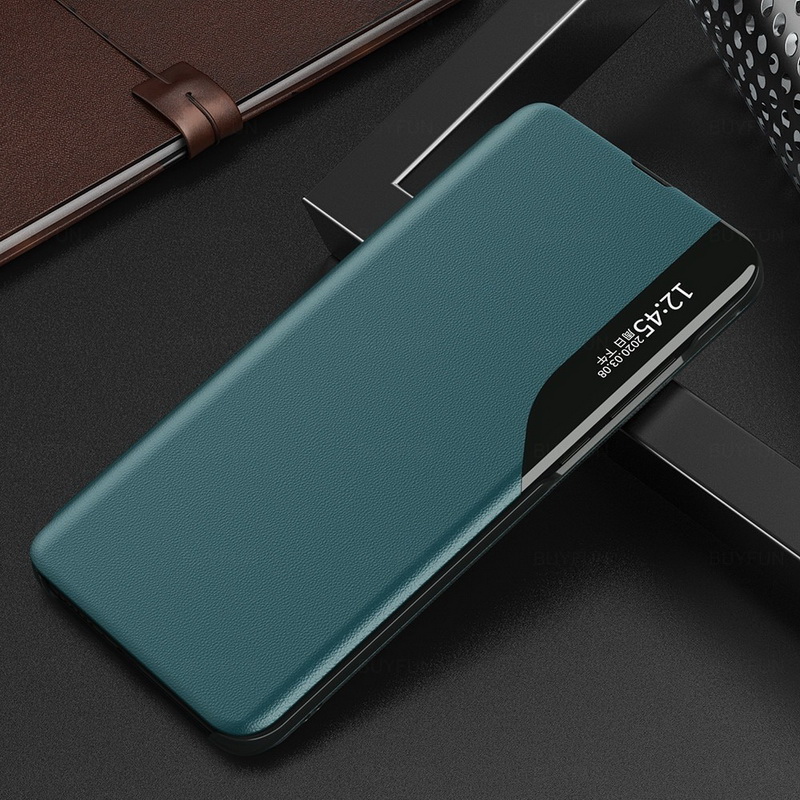 เคส Huawei P30 #เคสฝาพับเคลือบผิวหนัง PU มีช่องวิวด้านข้างพับวางตั้งได้ Smart Flip kickstand leather Cover