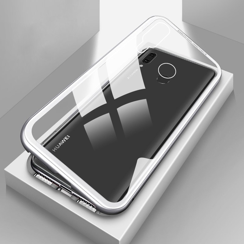 Case Huawei Y9 (2019) #เคสฝาหลังกรอบโลหะแม่เหล็กถอดได้ + แผ่นหลังกระจกนิรภัย