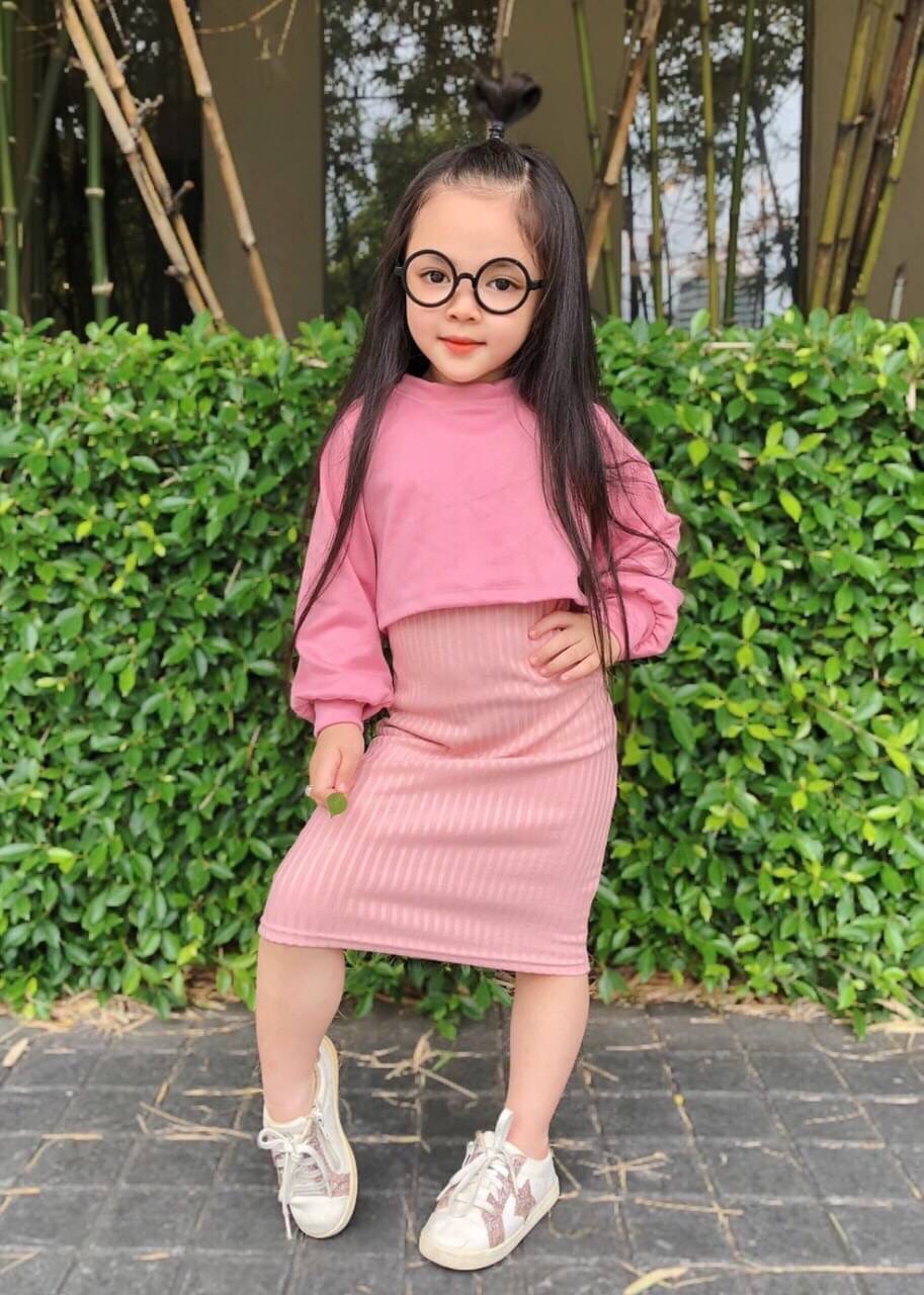 ชุดเด็กหญิง set2ชิ้น เดรสกับเสื้อแขนยาว