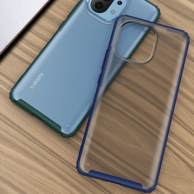 Case Xiaomi Mi 11 Lite #เคสฝาหลังโปร่งแสงสีขุ่นขอบทึบ +TPU Hybrid Case
