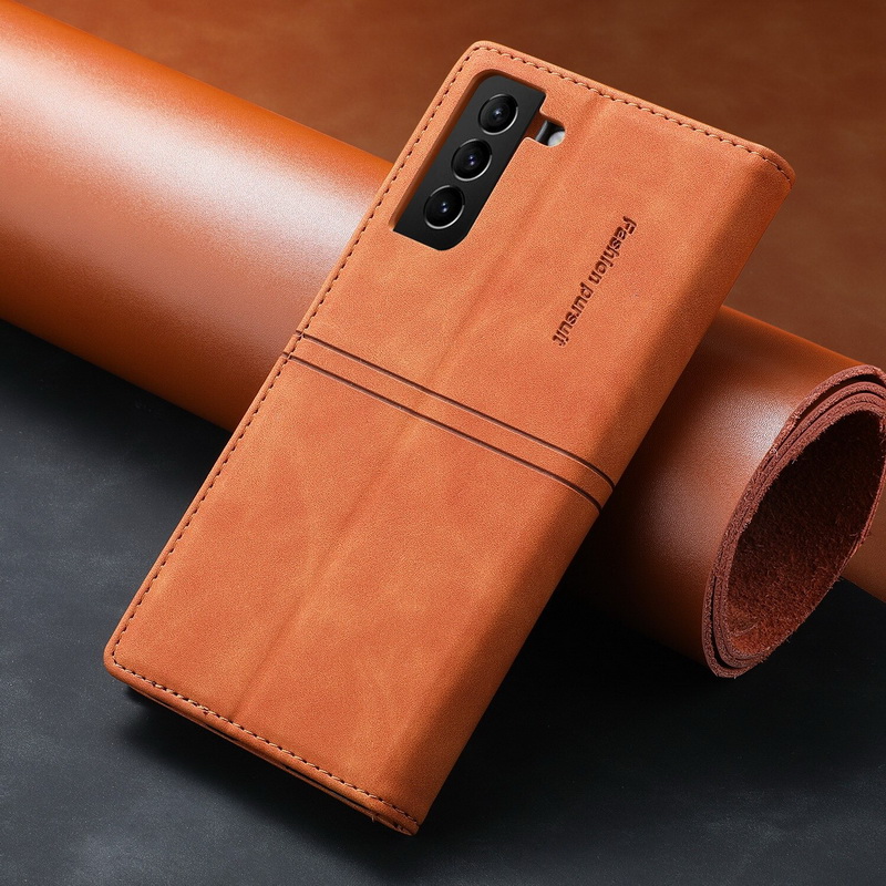 เคส Samsung Galaxy S21 FE 5G #เคสฝาพับหนัง PU แบบกระเป๋าสตางค์ Retro Matte Leather Wallet