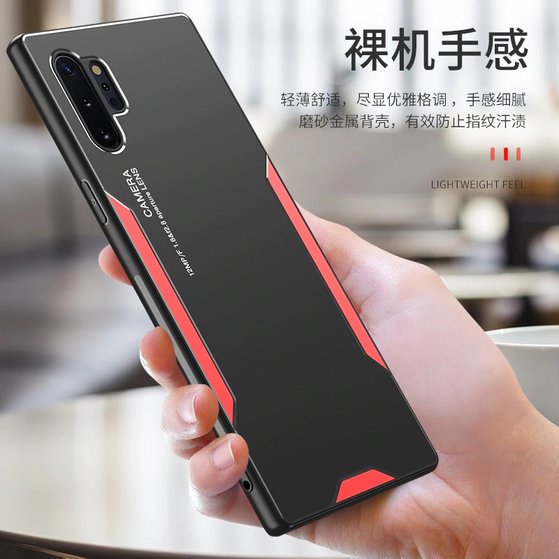 เคส Samsung Note 10+ #เคสฝาหลังไฮบริด Metal +TPU Shockproof metal back plate Phone Back Cover