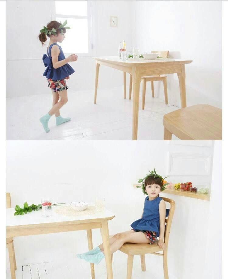 set เสื้อแต่งโบว์กับกางเกงลายดอก เด็กหญิง