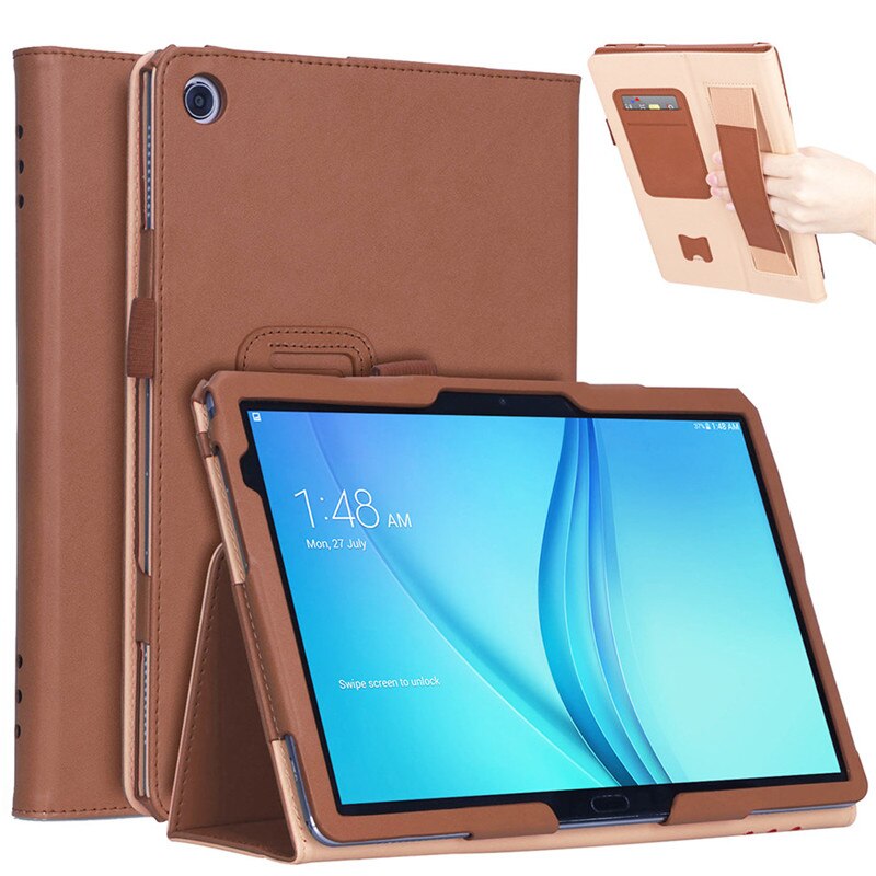 Case Huawei MediaPad M5 Lite 10.1 #เคสฝาพับหนัง PU มีที่สวมนิ้ว Card Holder Stand PU Leather Smart Case
