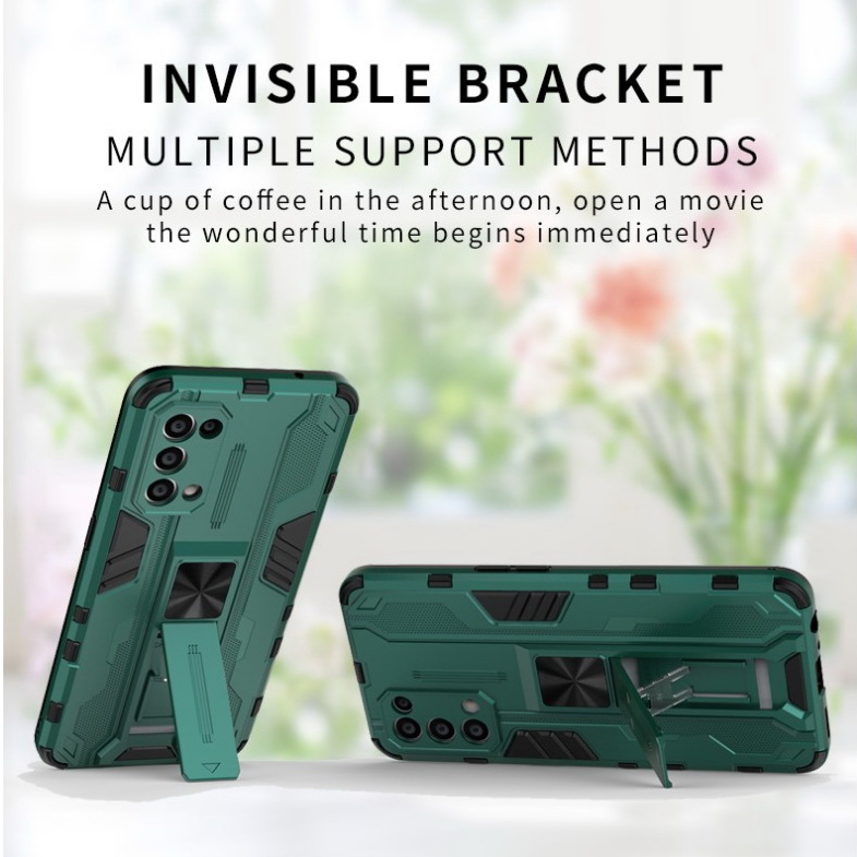 เคส OPPO Reno 5 Pro 5G #เคสฝาหลังพลาสติก ไฮบริด TPU + Kickstand Case Armor Stlye TPU Soft Rubber