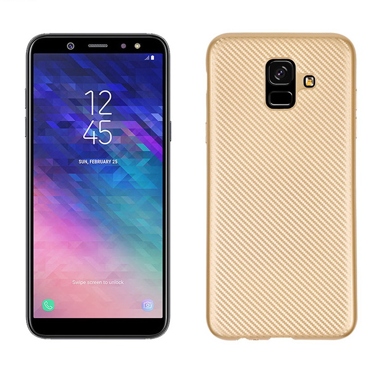 เคส Samsung A6 2018 #เคสฝาหลังนิ่ม Soft TPU คาร์บอนไฟเบอร์ผิวป้องกันลายนิ้วมือ