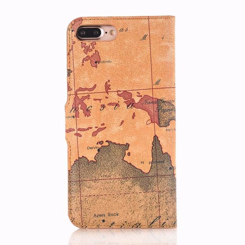 Case iphone 7 plus / 8 plus เคสฝาพับลายณูปแบบแผนที่มีช่องเสียบการ์ด สวยงามทันสมัย