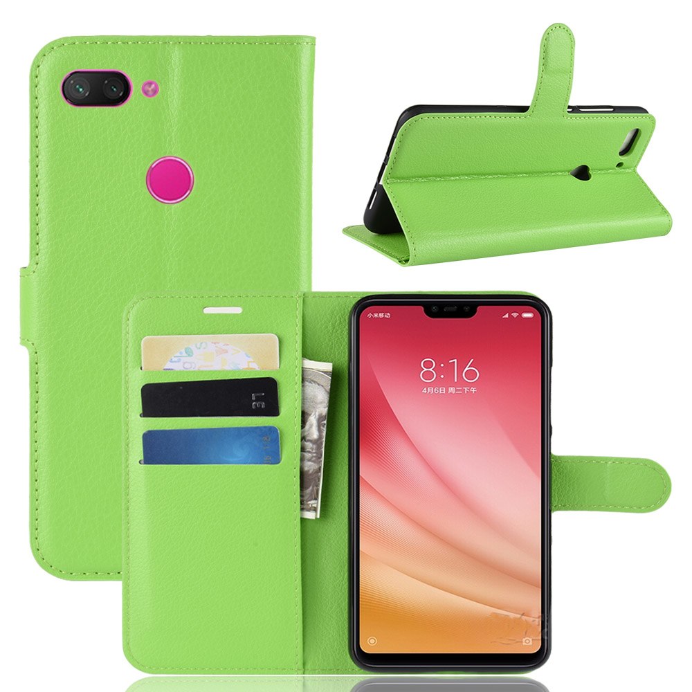 เคส Xiaomi Mi 8 Lite #เคสฝาพับสไตล์กระเป๋าสตางค์หนัง PU ผิวลิ้นจี่สีสันสวยงามทันสมัย