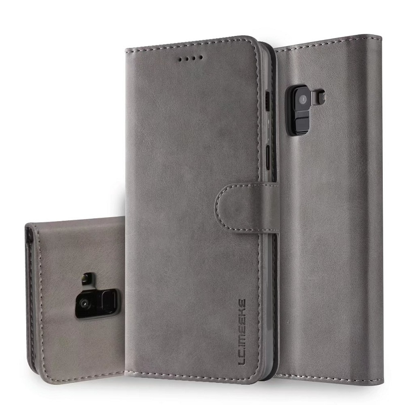 เคส Samsung Galaxy A8 (2018) LC.IMEEKE #เคสฝาพับหนัง PU คุณภาพดีสไตล์กระเป๋าสตางค์พร้อมช่องใส่การ์ด