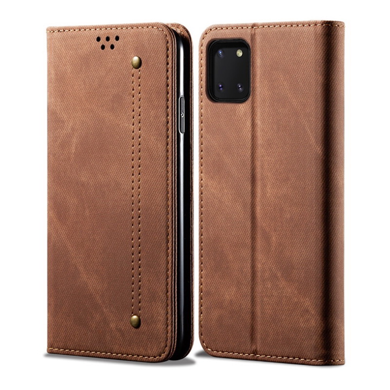 Case Samsung Galaxy Note 10 Lite#เคสฝาพับสไตล์ย้อนยุคผิวผ้ายีนส์แบบกระเป๋าสตางค์