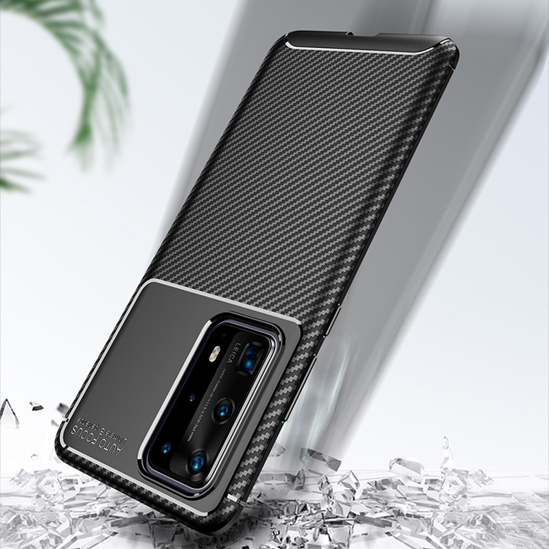 เคส Huawei P40 #เคสฝาหลังนิ่ม Carbon Fiber Drop Resistant TPU
