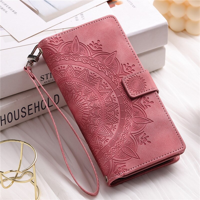 เคส Samsung Galaxy A13 4G #เคสฝาพับหนัง PU ลายดอกไม้มีช่องซิป Zipper Wallet Luxury Phone Bag Case