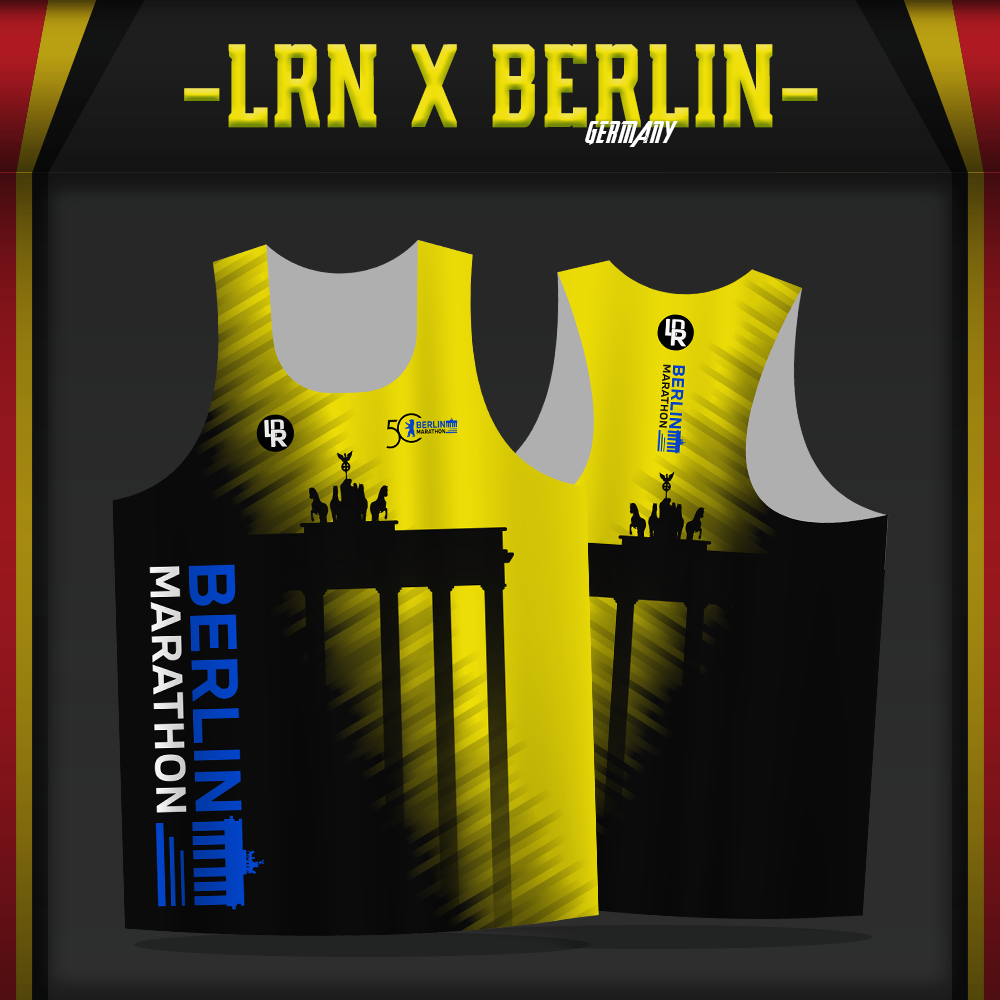 เสื้อวิ่งพิมพ์ลาย Berlin-Marathon x LRN เนื้อผ้า Air Flow Plus สำหรับวิ่งมาราธอน (AP21)