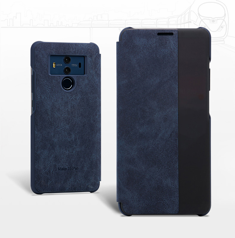 เคส Huawei Mate 10 Pro #เคสฝาพับมีช่องวิวด้านข้างแนวยาวหนัง PU ผิวหนังม้าแบบคลาสสิกคุณภาพดีสวยหรู
