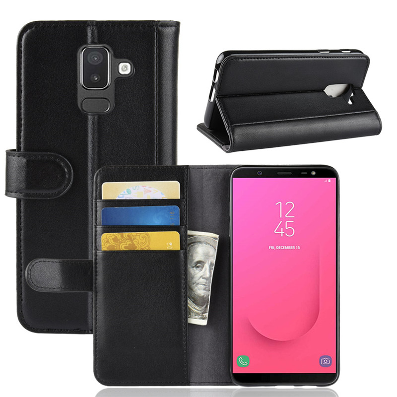 เคส Samsung Galaxy J8 (2018) #เคสฝาพับสไตล์กระเป๋าสตางค์รูปแบบหนังแท้แยกมีช่องเสียบบัตรคุณภาพดี