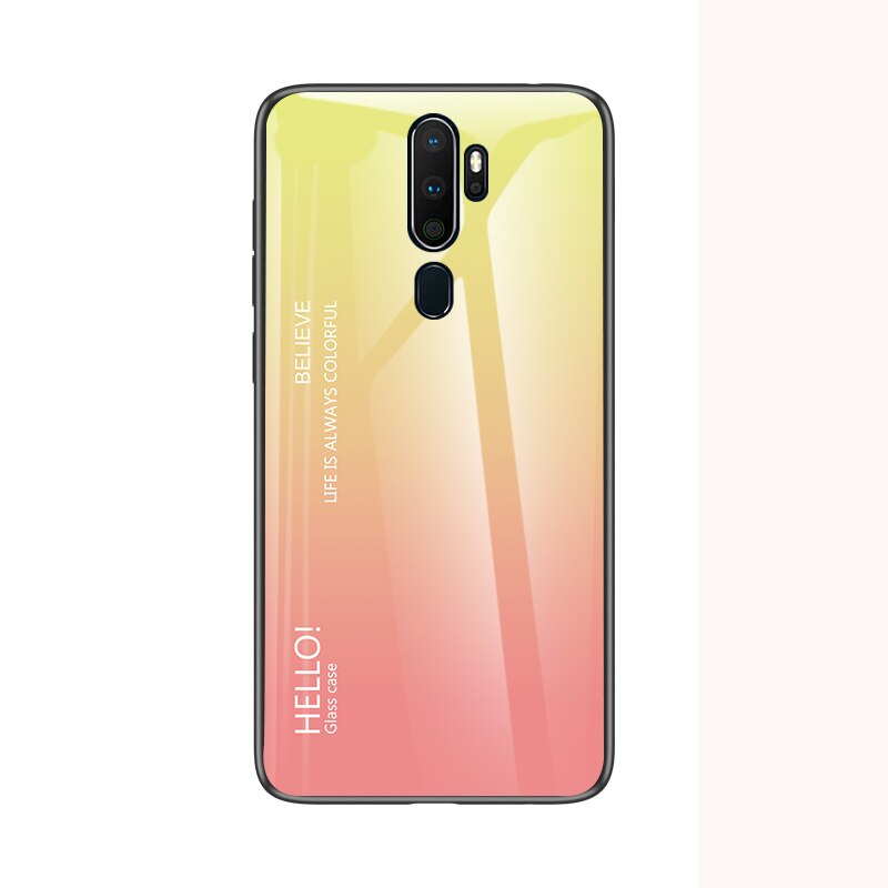 Case OPPO A9 2020 /A5 (2020) #เคสฝาหลัง Gradient Color Glass + PC + TPU Hybrid Case