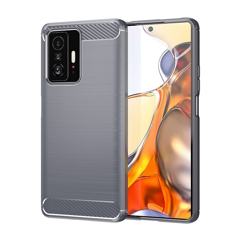 เคส Xiaomi 11T / 11T Pro#เคสฝาหลังตกแต่งคาร์บอนไฟเบอร์ ผิวขัดแปรง Brushered TPU Back Case