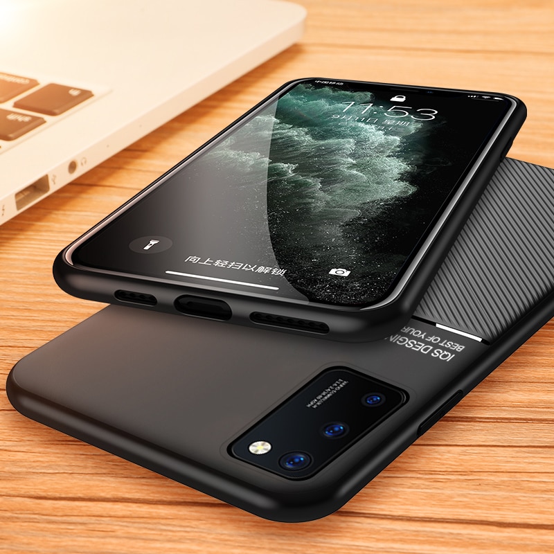 เคส Huawei P40 Pro #เคสแบบฝาหลัง TPU เคลือบหนัง PU สไตล์ธุรกิจที่เรียบง่ายมีแผ่นเหล็กในตัว Minimalist Business Style Leather Coated TPU Built-in metal magnetic plate