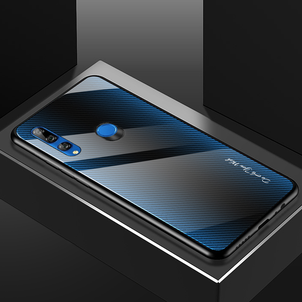เคส Huawei Y9 Prime 2019 #เคสฝาหลังด้านหลังผิวกระจกนิรภัยไล่ระดับสีขอบนิ่ม Gradient Tempered Glass Back + Soft TPU Edge