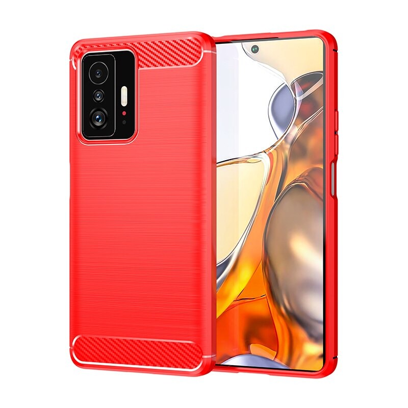 เคส Xiaomi 11T / 11T Pro#เคสฝาหลังตกแต่งคาร์บอนไฟเบอร์ ผิวขัดแปรง Brushered TPU Back Case