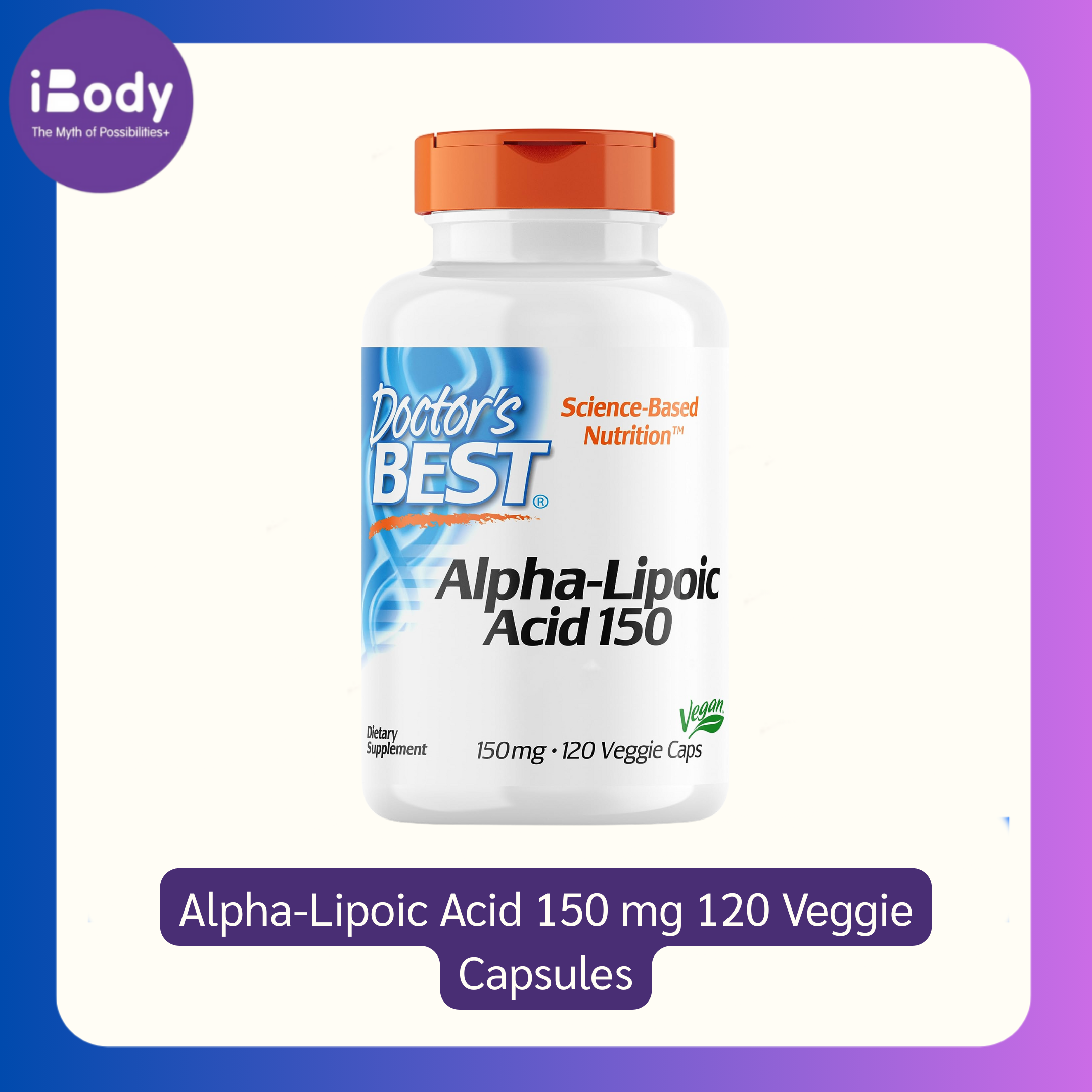 กรดอัลฟาไลโปอิก Alpha-Lipoic Acid 150 mg 120 Veggie Capsules (Doctor's Best®) ALA สารต้านอนุมูลอิสระ