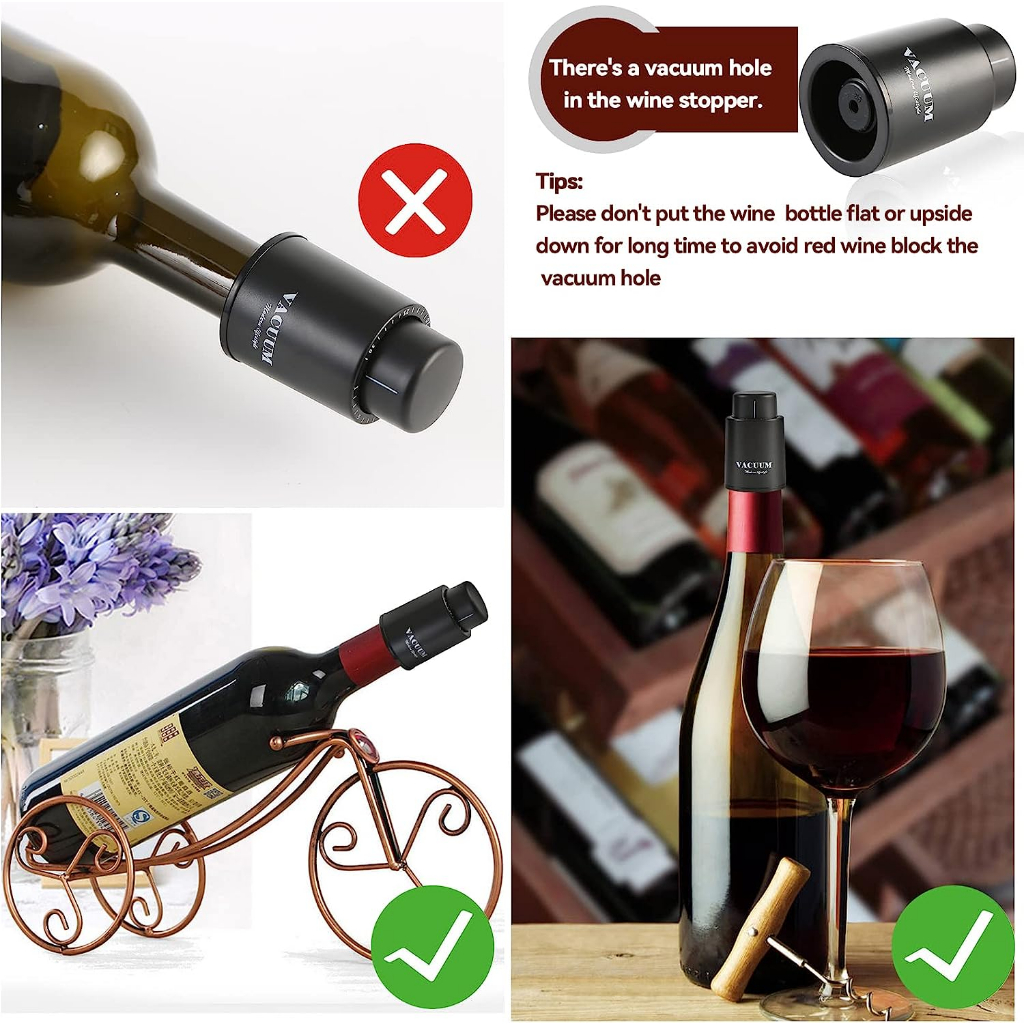 (Sunwuun) Wine Bottle Stoppers Vacuum Sealer 2 Pack จุกขวดไวน์ จุกไวน์สูญญากาศ แบบใช้ซ้ำได้