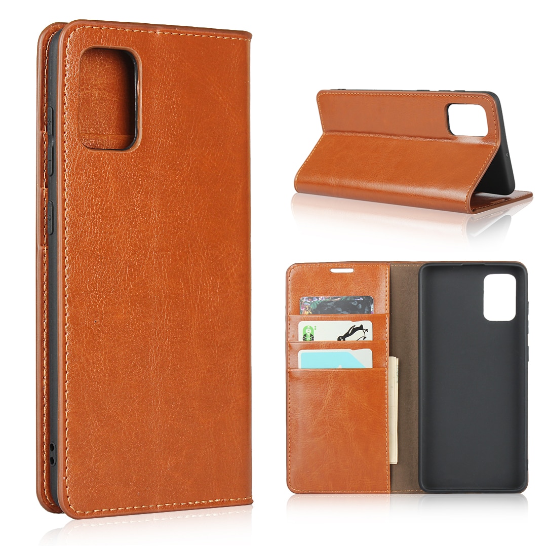 Case Samsung Galaxy A51 #เคสฝาพับหนังแท้แบบกระเป๋าสตางค์คุณภาพดี Crazy Horse Genuine Leather Cover