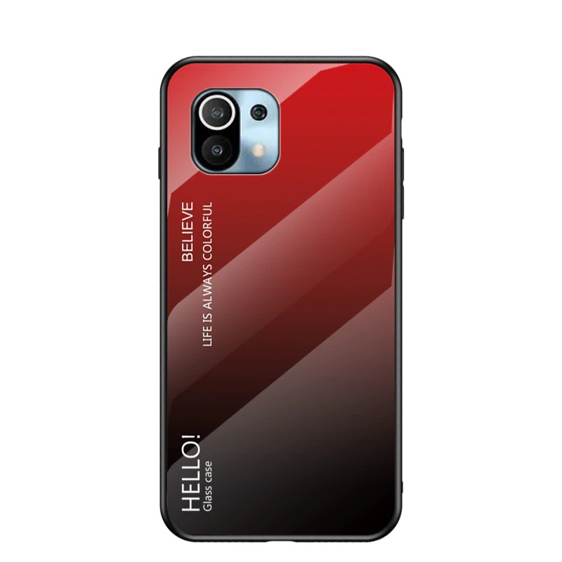 เคส Xiaomi Mi 11 #เคสฝาหลัง Gradient Color Glass + PC + TPU Hybrid Case