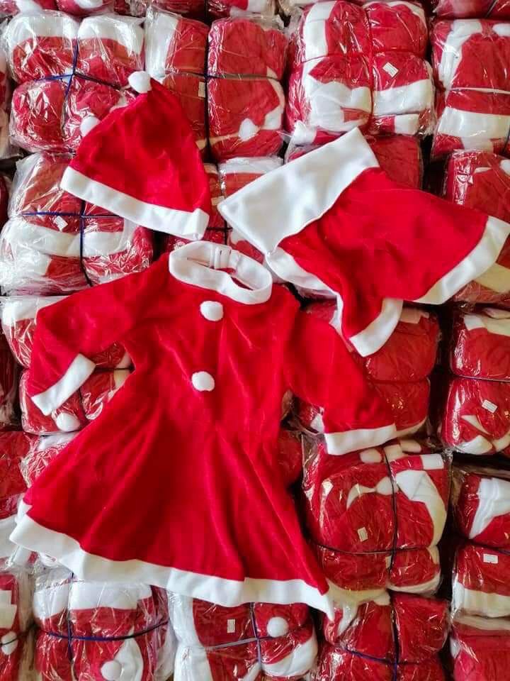 ชุดซานต้า ซานตี้เด็ก ผ้ากำมะหยี่ไม่หนา