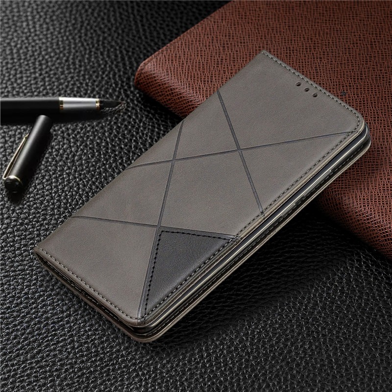 เคส Samsung Galaxy S21+ #เคสฝาพับหนัง PU มีช่องเสียบ ID บัตรอื่นๆในตัว Geometric Pattern Leather Card Holder Protective (สินค้าตัวอย่างสินค้าจริงตรงตามรุ่น)