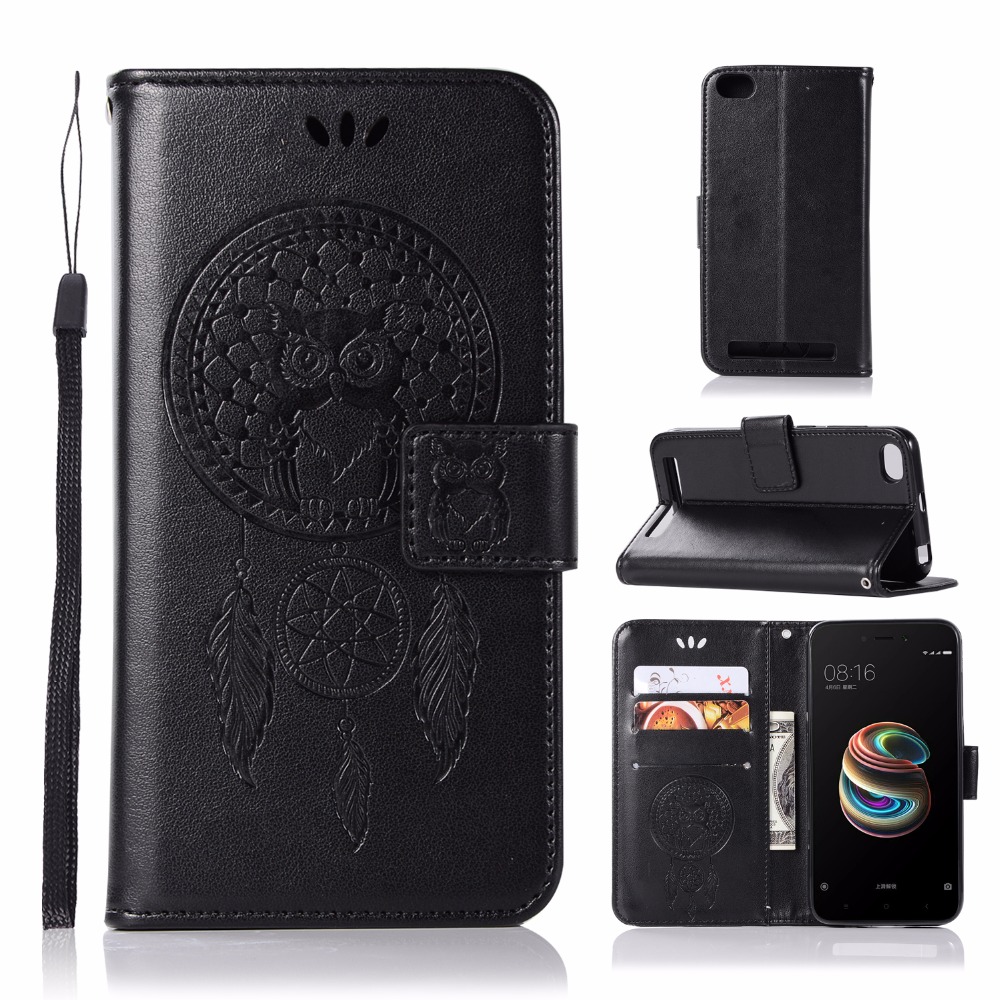 เคส Xiaomi Redmi 5A #เคสแบบกระเป๋าสตางค์ฝาพับหนัง PU ลายนกฮูก Dream Catcher Owl