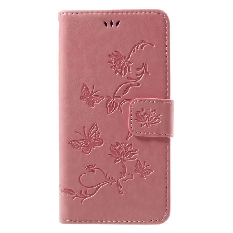 Case Huawei P10 #เคสฝาพับหนัง PU ลายผีเสื้อและดอกไม้มีช่องใส่การ์ดสีสันสดใส