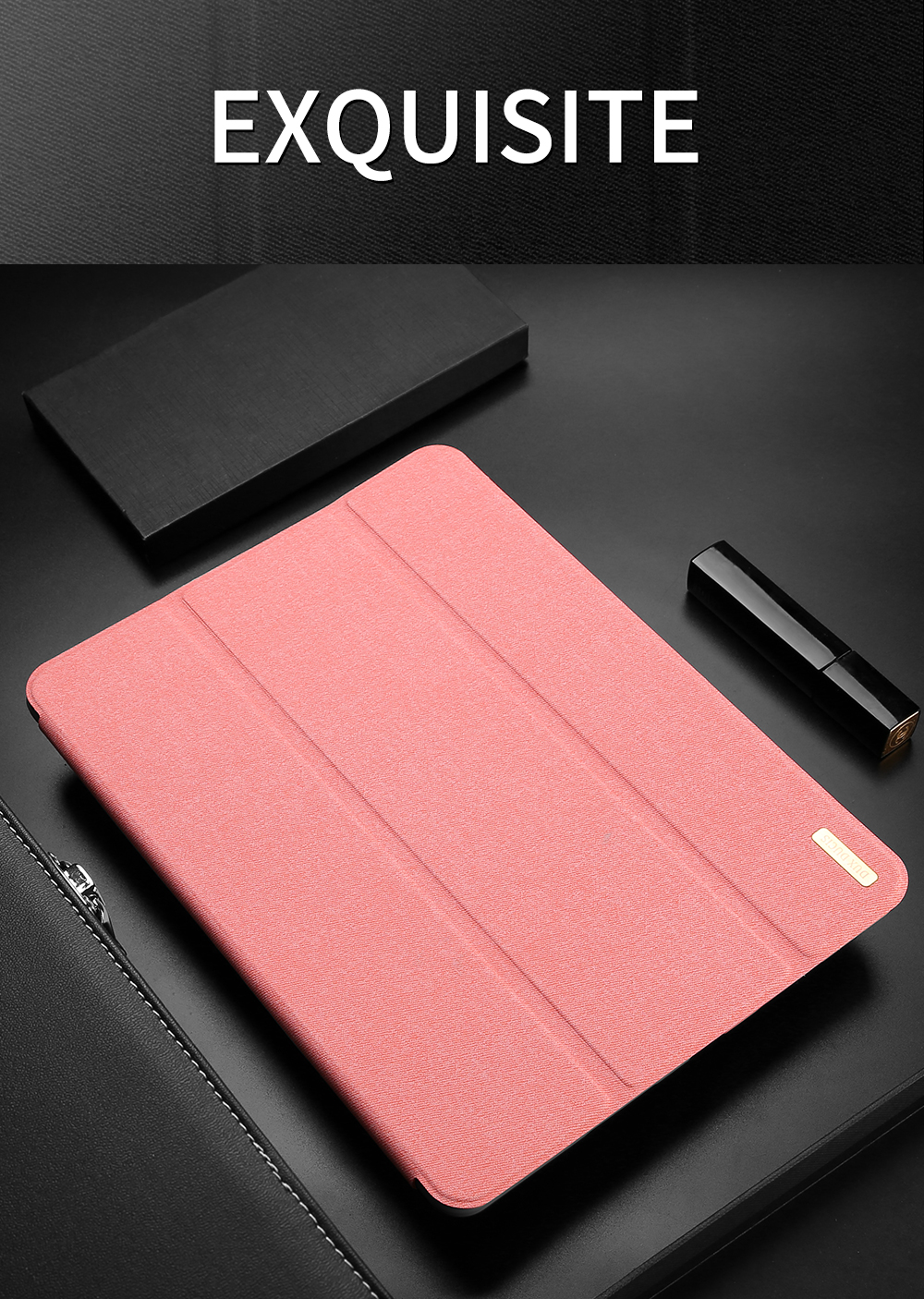 Case Huawei MediaPad T5 10 #เคสแบบฝาพับผิวเนื้อผ้า DUXDUCIS Domo Series Cloth Texture Tri-fold Stand PU Leather Smart Flip Case