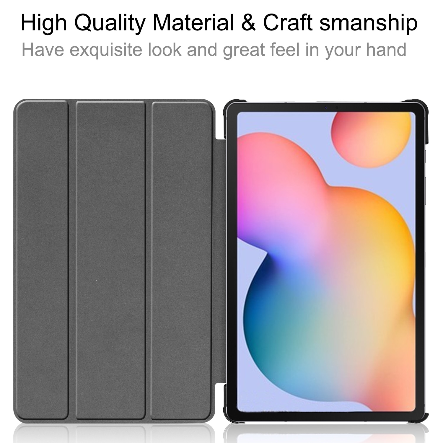 Case Samsung Galaxy Tab S6 Lite 10.4 SM-P610 P615 P617 #เคสฝาพับหนัง PU แบบ 3 พับ Tri-fold Stand Leather Smart Tablet