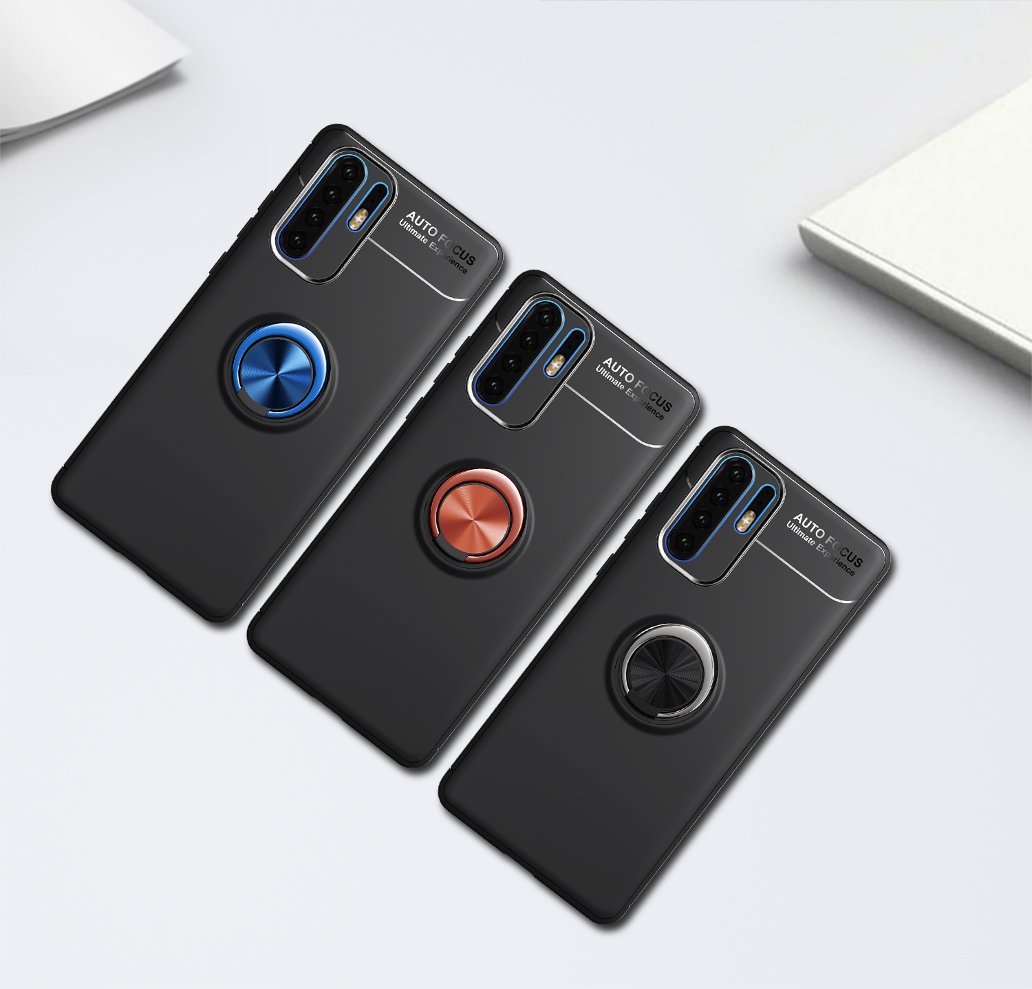 Case Huawei P30 Pro #เคสฝาหลัง Metal Ring Bracket TPU (แผ่นโลหะแบบ Built-in)