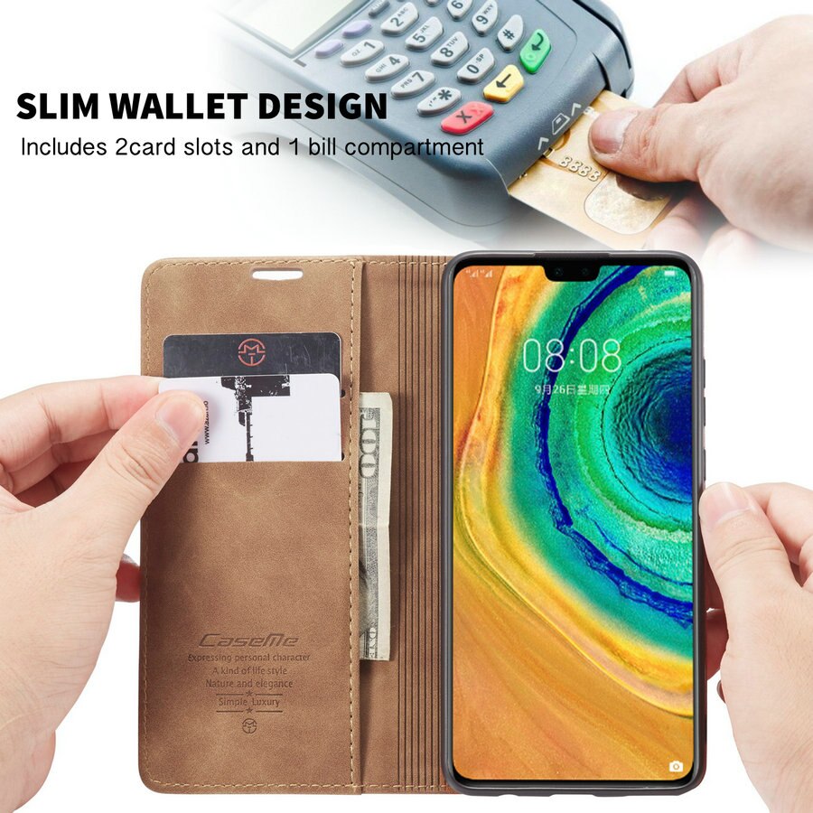 เคส Huawei Mate 30 Pro #เคสฝาพับหนังกระเป๋าสตางค์ CASEME Auto-absorbed Leather Wallet