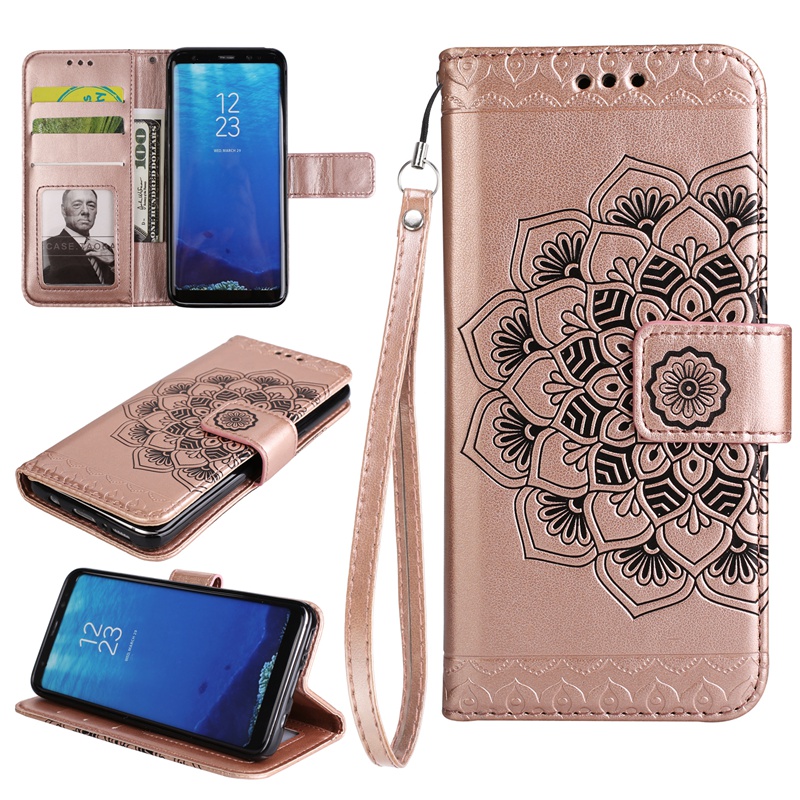 เคส Samsung Galaxy A8+ (2018) #เคสฝาพับหนัง PU พิมพ์ลายแมนดาลา