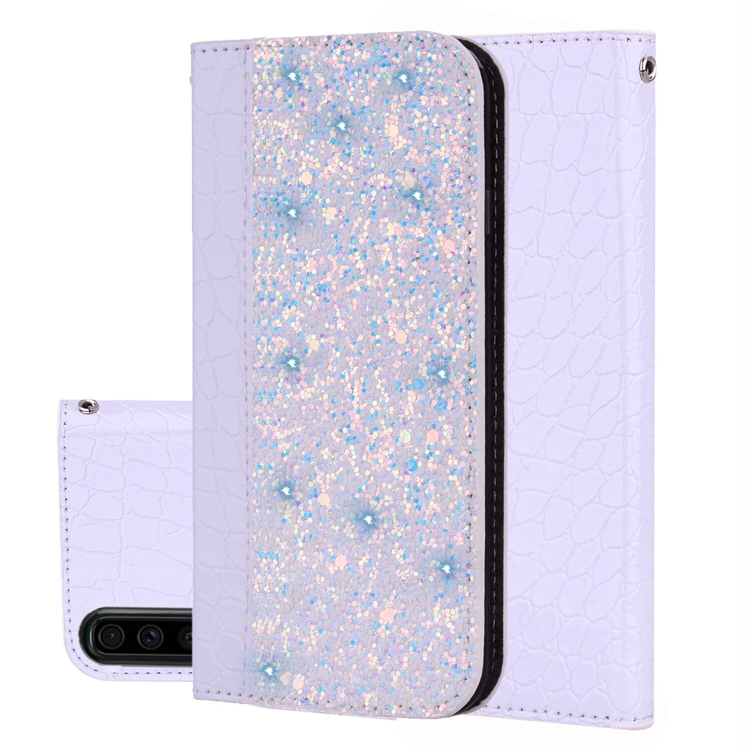 Case Nokia 8 #เคสฝาพับหนัง PU ลายหนังจระเข้ Crocodile Texture Glittery Sequins Splicing มีช่องใส่การ์ด