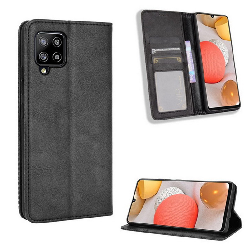 เคส Galaxy A42 5G#เคสฝาพับปกหนังสไตล์วินเทจดูดซับอัตโนมัติแบบกระเป๋าสตางค์