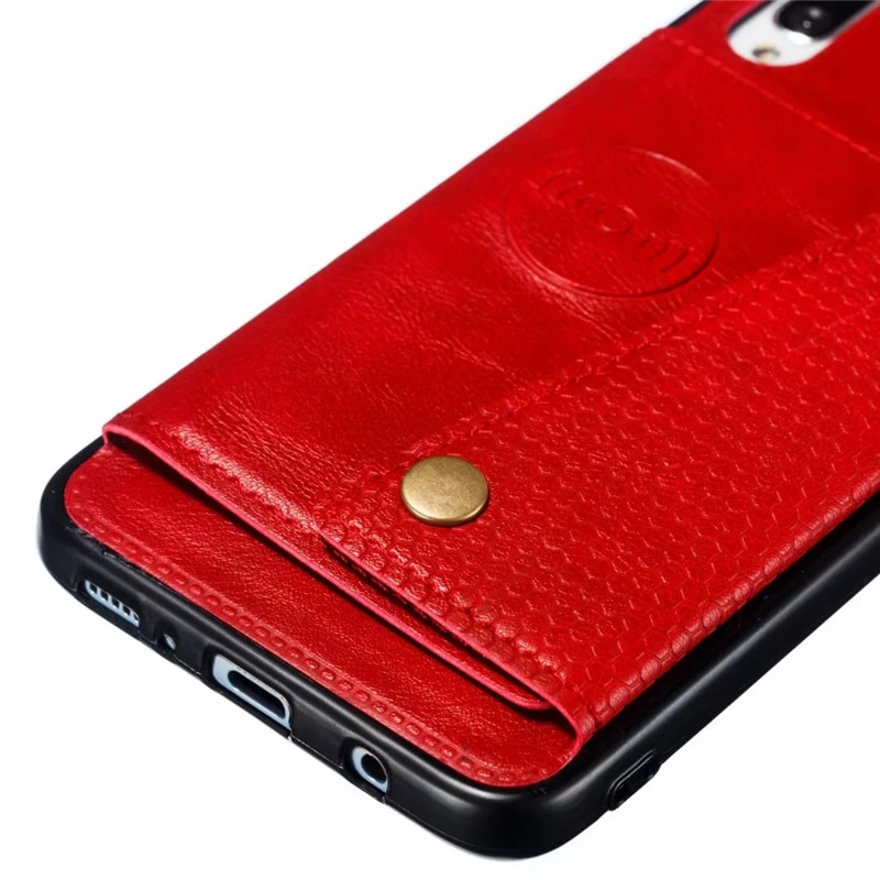 Case Samsung Galaxy A70 #เคสฝาหลัง TPU เคลือบหนัง PU มีที่เก็บบัตร PU Leather Coated TPU Card Holder Magnetic Kickstand