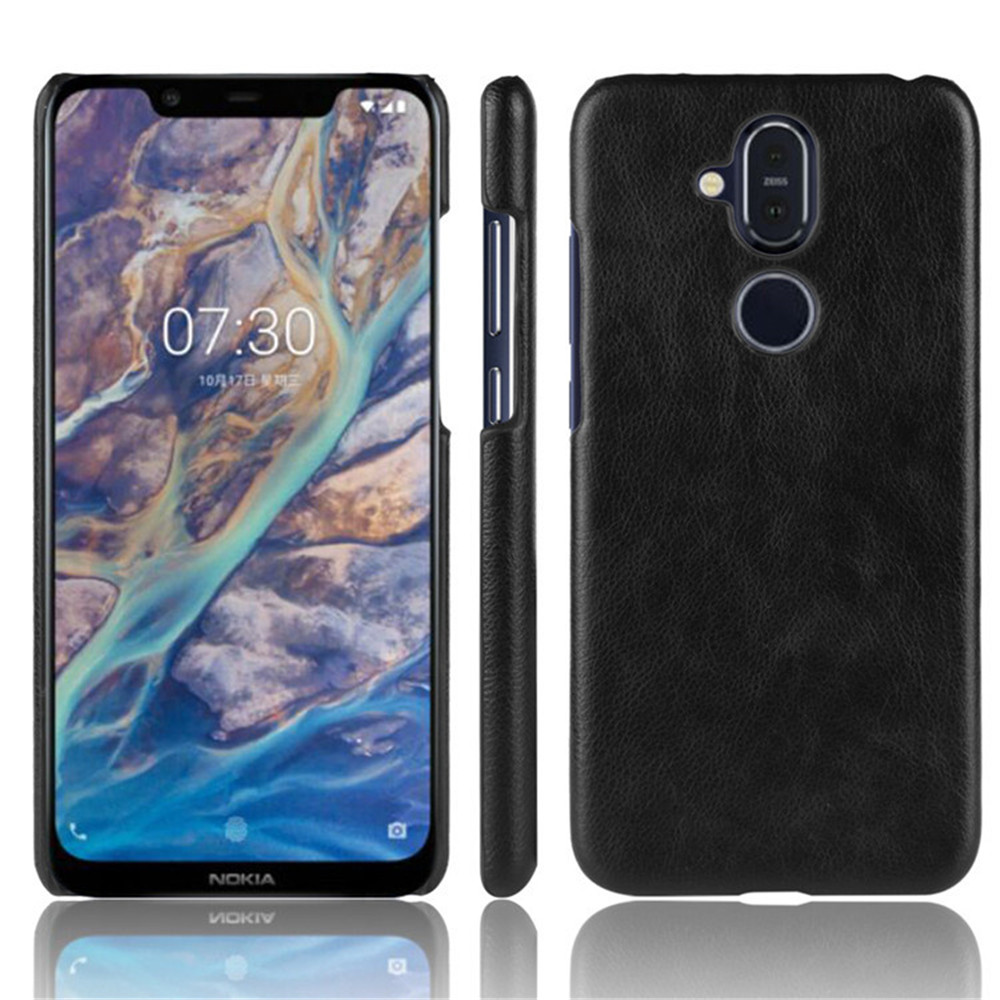 เคส Nokia 8.1 / X7 #เคสฝาหลังพลาสติกแข็งเคลือบหนัง PU ลายผิวลิ้นจี่ Litchi Skin Leather Coated