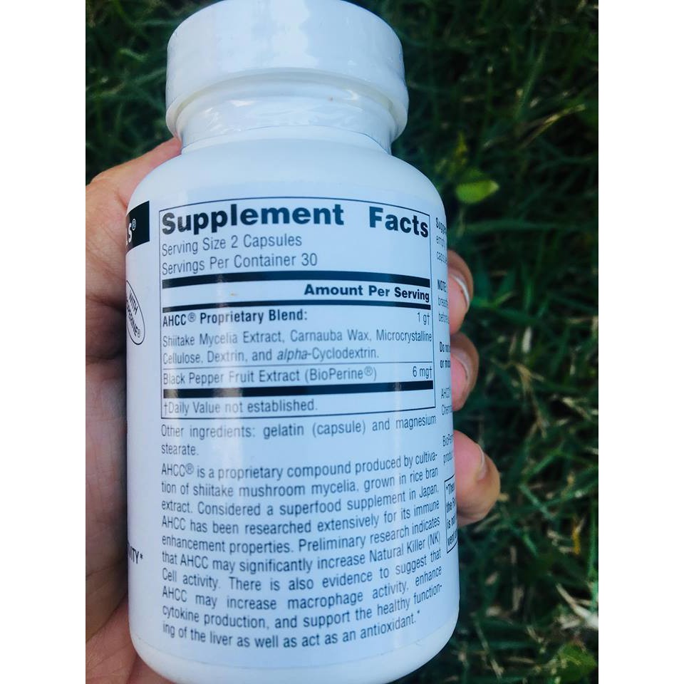 Source Naturals® AHCC 500 mg 60 Capsules + BioPerine®, Increases Natural Killer Cell Activity กระตุ้นภูมิคุ้มกัน