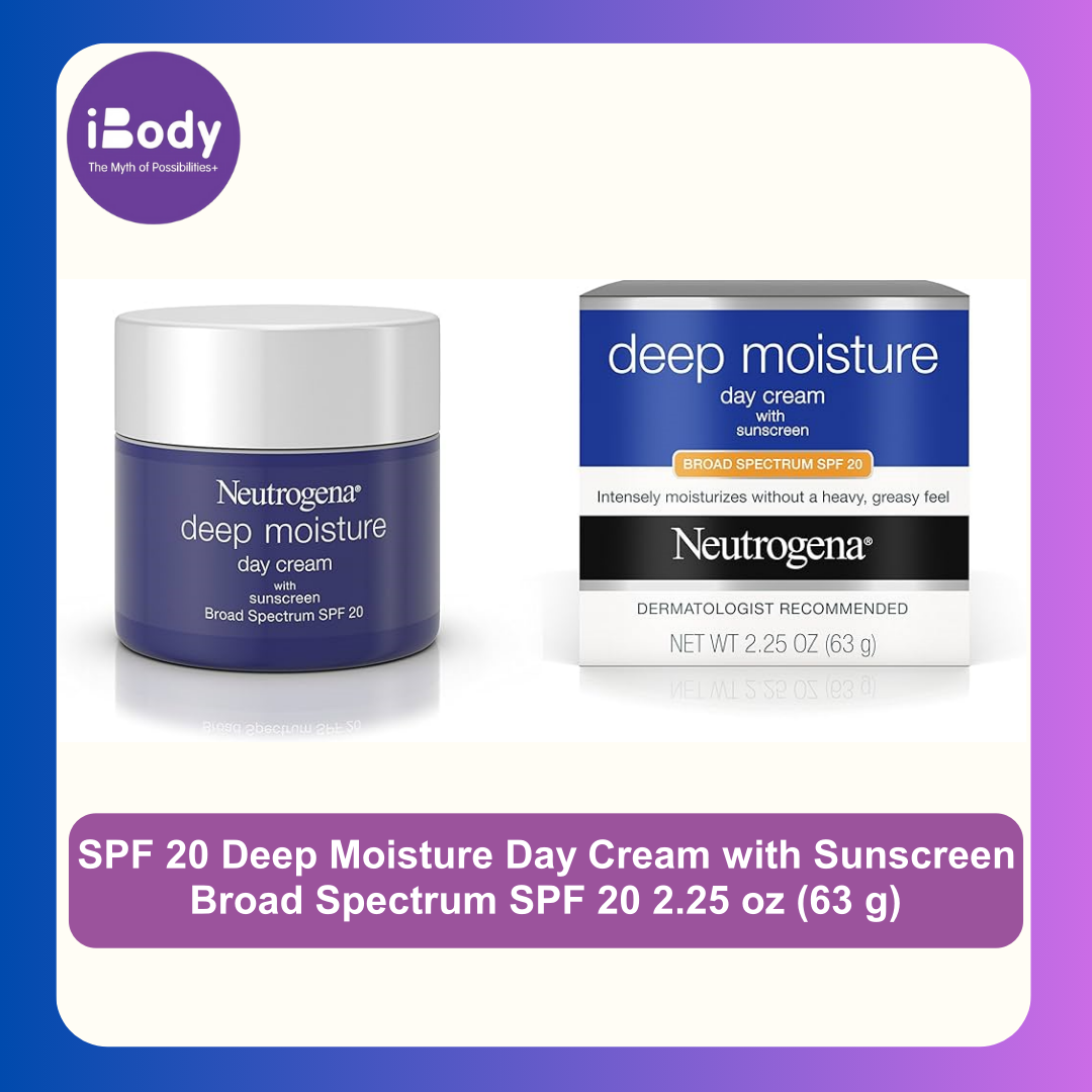 Neutrogena® SPF 20 Deep Moisture Day Cream with Sunscreen Broad Spectrum SPF 20 2.25oz (63g) นุโทรจีน่า ครีมบำรุง สูตรเติมความชุ่มชื้น ผสมกันแดด