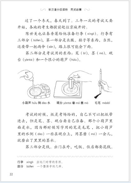 หนังสืออ่านนอกเวลาภาษาจีน: เรื่องเฉินซื่อเหม่ย์เมินลูกเมีย (ระดับ 1) 学汉语分级读物（第1级）民间故事：陈世美 Chinese Folktales-Chinese Graded Readers (Level 1): Chen Shimei