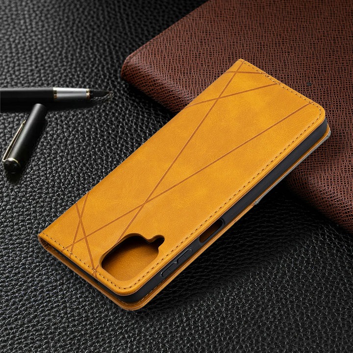 เคส Samsung Galaxy A42 5G #เคสฝาพับหนัง PU มีช่องเสียบ ID บัตรอื่นๆในตัว Geometric Pattern Leather Card Holder Protective