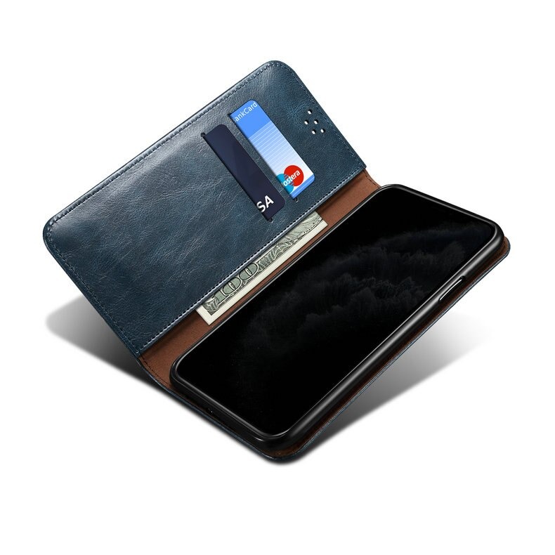 เคส Samsung Galaxy A32 5G #เคสแบบฝาพับหนัง PU ผิวหนังม้า Waxy Crazy Horse Texture TPU + PU Leather Case Cover