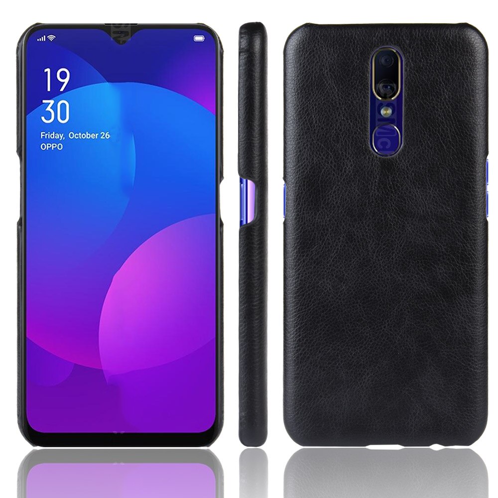 เคส OPPO F11 #เคสฝาหลังพลาสติกแข็งเคลือบหนัง PU ลายผิวลิ้นจี่ Litchi Skin Leather Coated