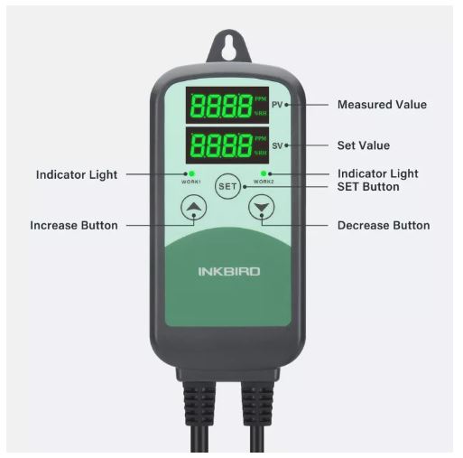 Inkbird ICC-500T CO2 ควบคุมก๊าซคาร์บอนไดออกไซด์สำหรับเติบโตห้องและเครื่องกำเนิดไฟฟ้า CO2,ที่มีเซ็นเซอร์ CO2สำหรับนักปลูก