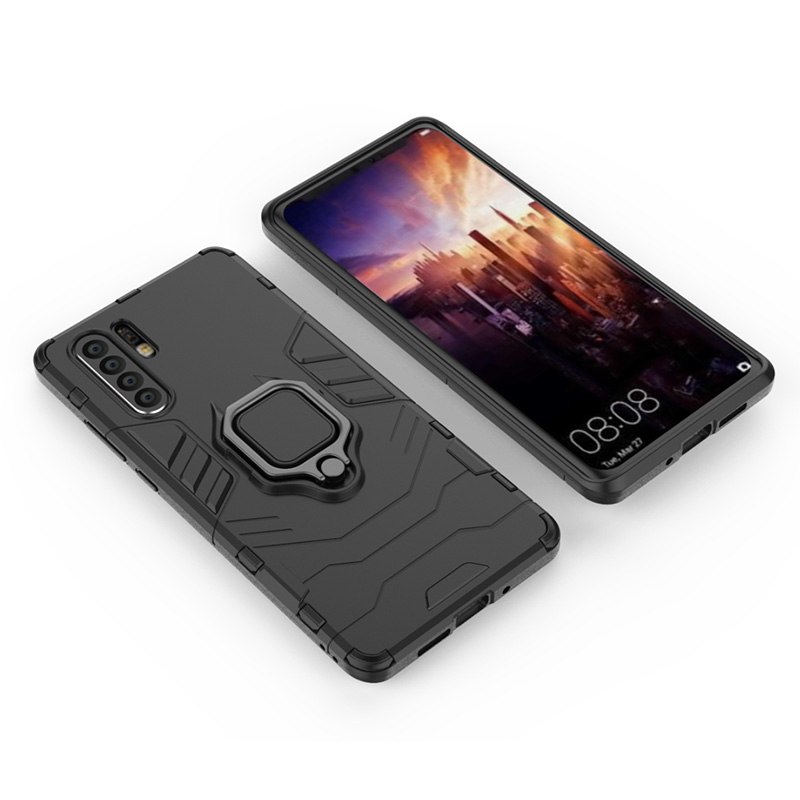 Case Huawei P30 Pro #เคสฝาหลังพลาสติกแข็ง +TPU Hybrid Case มีแหวนสวมนิ้วโลหะ